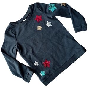 CARTERS Black Star Print Crew Neck Long Sleeve Top